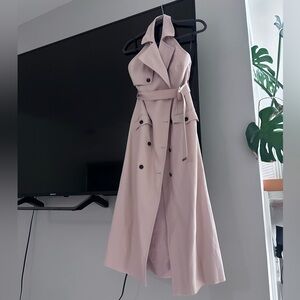 NEW!! 2025 Karen Millen Blush Double-Breasted blush Midi trench Dress sz 4 Rare!